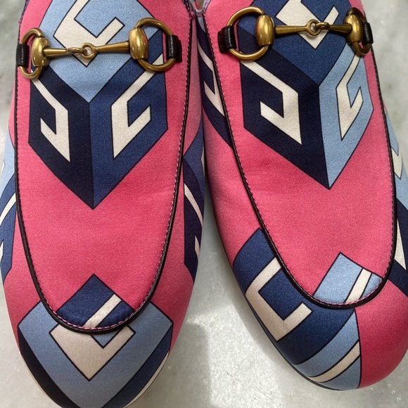 GUCCI PINK BLUE HORSEBIT SANDALS - Picture 5 of 7